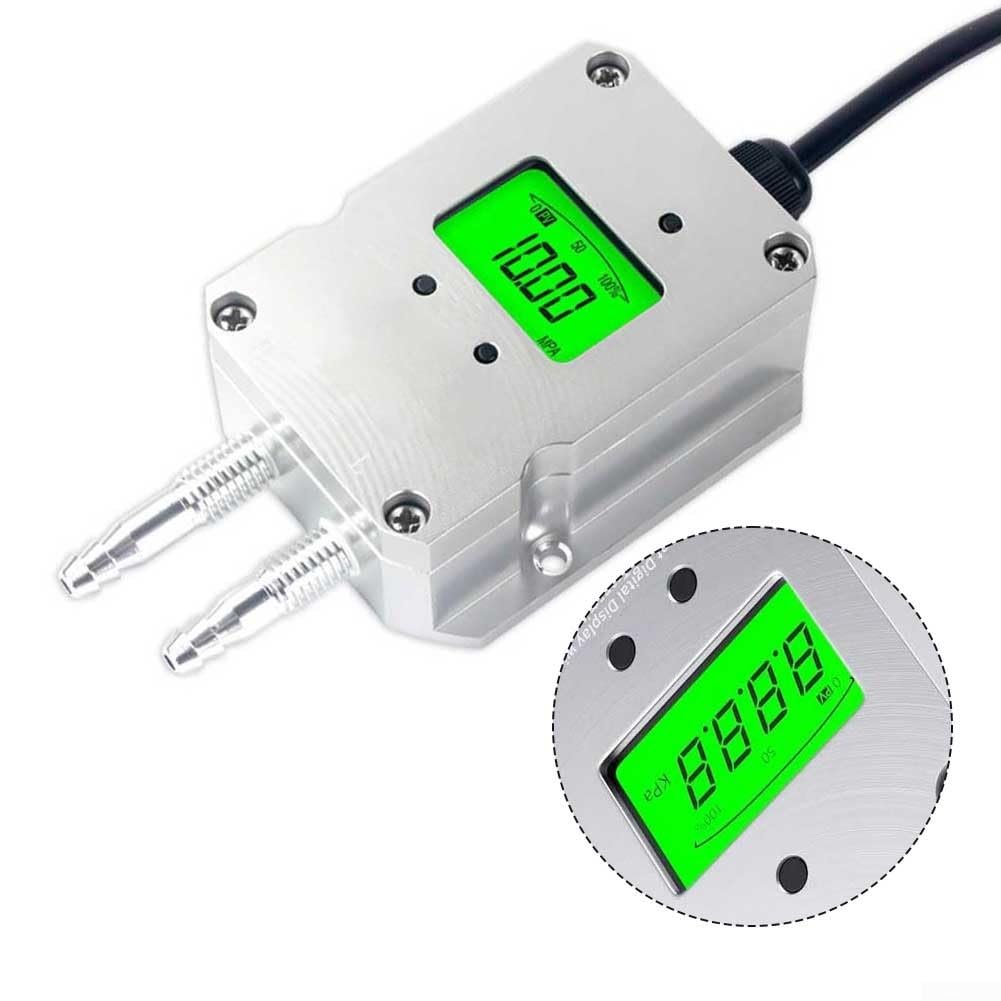 Transmisor de presión diferencial de 4-20 mA con pantalla LCD, sensor digital de presión del viento para uso industrial, fuente de alimentación de 24 V CC, precisión de clase 0,5, -20 a 85 ℃ (0-2 KPa)
