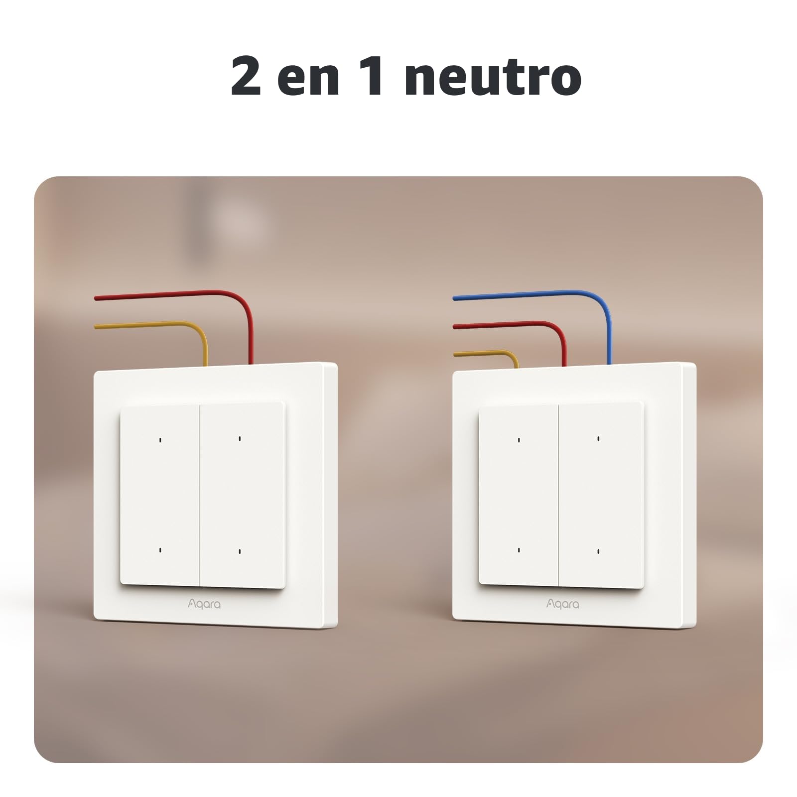 Aqara Interruptor de Luz Inteligente H2 UE (4 Elemento 2 Canales, 2 en 1 Neutro), Thread/Zigbee, Interruptor de Pared Inteligente con Matter over Thread, Compatible con Apple Home, Alexa, Google Home