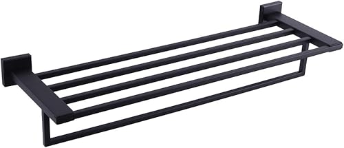 GERZWY Estante de toalla con toallero organizador para baño de 24.0in SUS 304 de acero inoxidable moderno montaje en pared negro mate