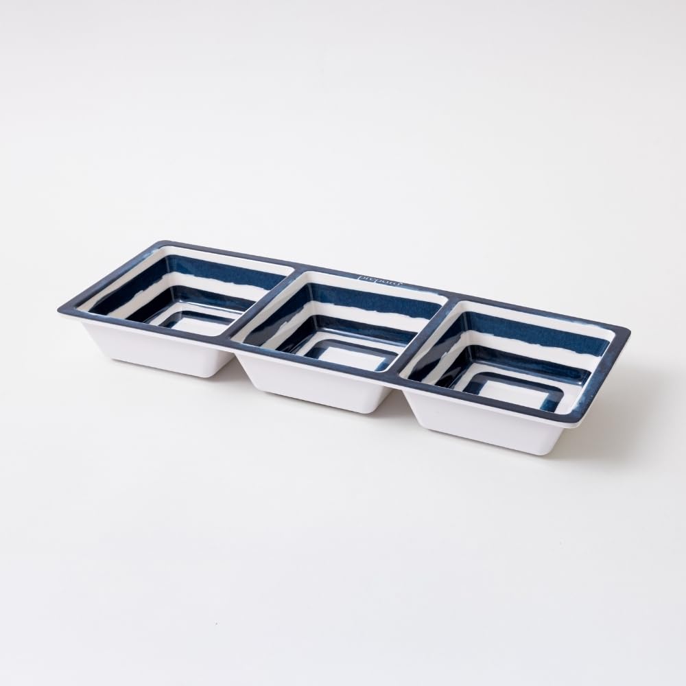 Plateau 3 Compartiments Prepara Plat Service Rayures Côtières Design Marine
