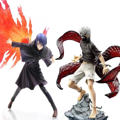 Gooyeh 2 piezas Tokyo Ghoul Anime Figurenset Kaneki Ken y Kirishima Toka Figura de Acción PVC Estatua Modelo Ornamento Decoraciones de Escritorio Anime Fan Colección Caja de Regalo 26 cm