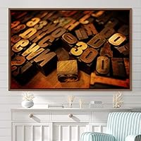 Framed Canvas Wall Art Word Panels 3D Fun Industrial Inspirational Metallic Multicolor Pop Art Typography - 16x24 inches