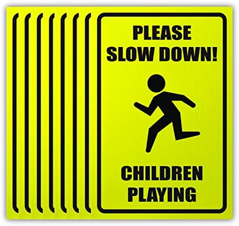 Visibility Signage 12x18 Please Slow Down Children Playing Lawn Signs with H-Stakes (8)