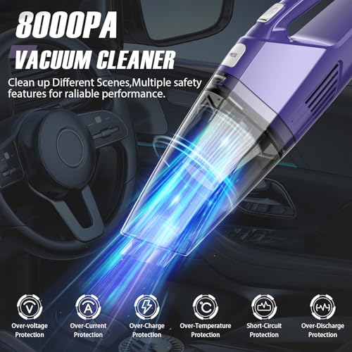 Image of Bossdan Handheld Vacuum Cordless - Car Vac Portable with 8KPA & Multi Accessories & Low Noise, Lightweight Hand Held Vacuum Cordless Rechargeable for Car /Home /Dust /Pet Hair, Mine Portable Vacuum