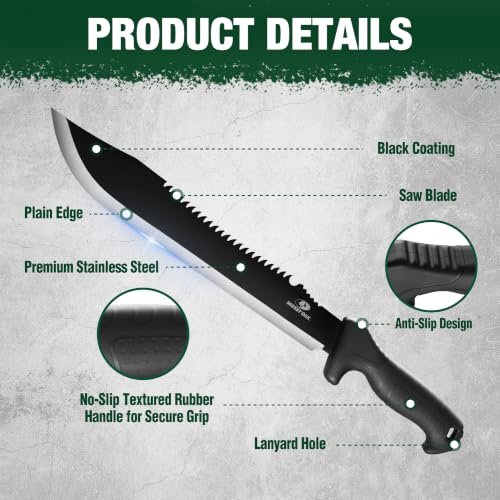 Image of Mossy Oak 19 inch Heavy Duty Machete with Saw and Sheath