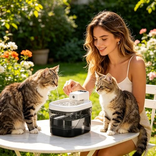 Fuente para gatos inalámbrica 2L bebedor recargable con sensor 4