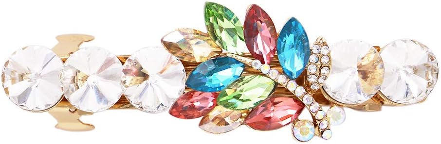 Rosemarie & Jubalee Women's Stunning Large Crystal Marquis Leaf Cluster Hair Barrette Clip, 3.25 (Multicolor Crystal)