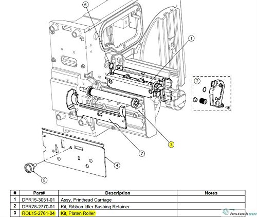 Datamax-O'Neil ROL15-2761-04 Platen Roller Assembly Package of 1 for I-Class Printers