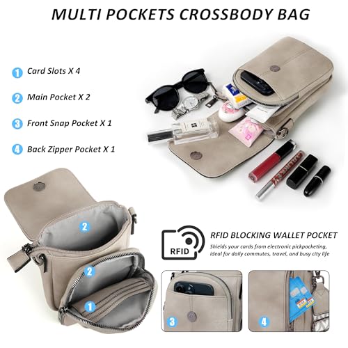 Image of TANTOMI Small Crossbody Bags for Women, Small Purses with Card Slots Phone Purse Wide Adjustable Strap (Gray)