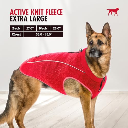 Image of Insulated Fleece Sweater for Dogs | Lightweight Warm Dog Vest | Zipper Port for Harness | Cold Weather Winter Jacket | Rain Snow Repellant Coat | Adjustable for Small Medium Large Girl Dogs (Red /XL)