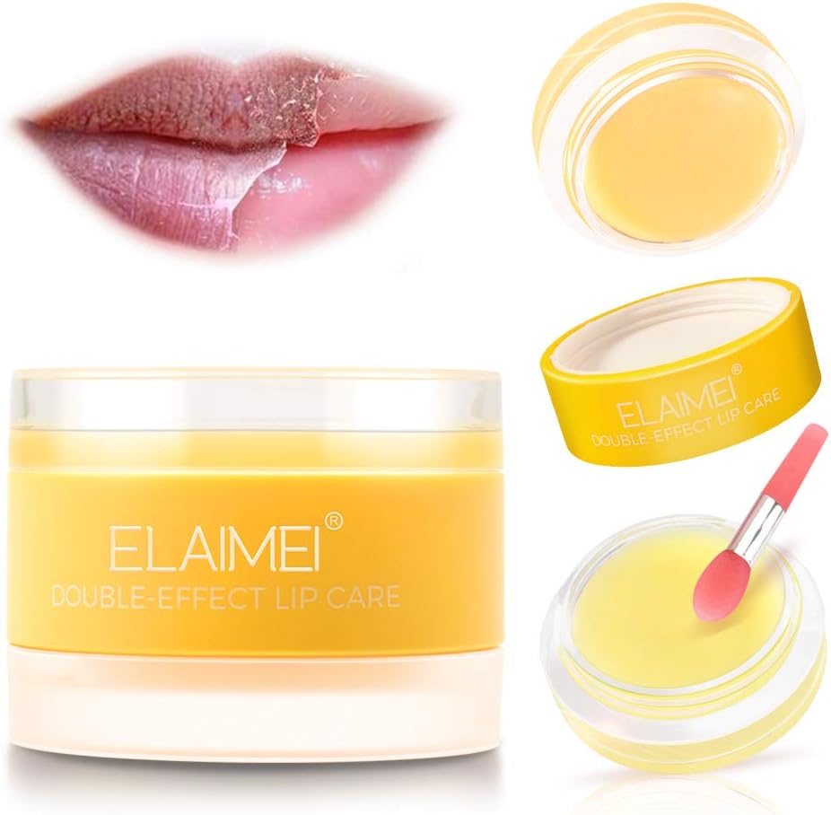 Double-Effect Lip Scrub Mask, Lip Exfoliating Mask, Lip Sleeping Treatment Mask, Lip Moisturizer, Lip Care Mask for Dry, Cracked Lips, Lip Repair Balm for Overnight (Orange)