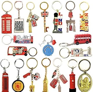 10 London Keyrings Great Britain Icons Union Jack Brelock UK Souvenir Metal KeyRing England famous Landmark keychain London Keyring by British Souvenirs