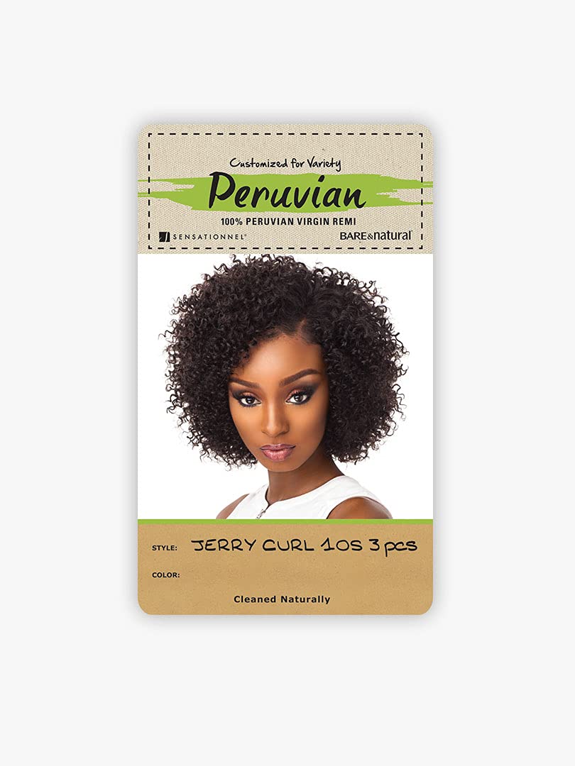 Sensationnel 100% Peruvian Virgin Remi Bare Natural JERRY CURL 10S 3PCS (NATURAL/BLACK)