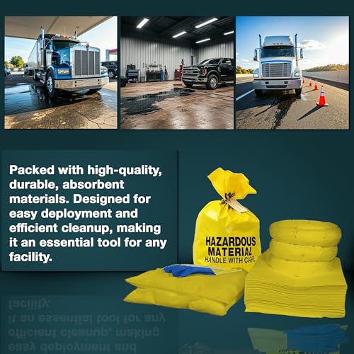 Image of AWF PRO 20 Gallon Hazmat Spill Kit, 59 Pieces | Includes DOT Approved 20 Gallon Drum, Sorbent Socks, Pads, & Pillows, & Accessories