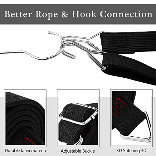 12 Pcs Black Adjustable Bungee Cords With Hooks 40" Long Flat Heavy Elasticity Straps Bulk Duty Bungee Straps Elastic Luggage Rope For Outdoor Moving Cargo Bike Luggage Rack Tent Gardening Camping #TOP2