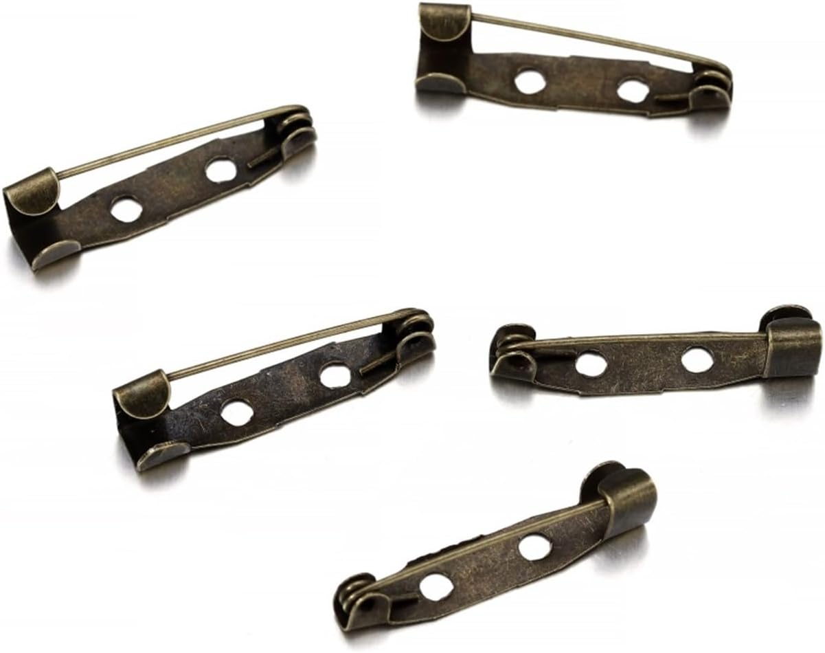Back Clasp Brooch pin badges50Pcs/Lot 15-40mm Alloy Pins Brooch Blank Bases Brooch Clip Base Pins For DIY Jewelry Findings Making Supplies (Color : Gold, Size : 20mm) ( Color : Bronze , Size : 20mm )