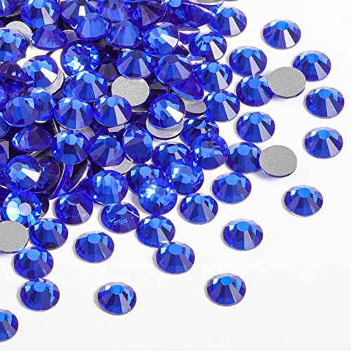 Beadsland 2880pcs Flat Back Crystal Rhinestones Round Gems for Nail Art and Craft Glue Fix Sapphire SS10 2.7-2.9mm