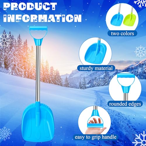 Leriton 2 Pcs Kids Snow Shovel with D Grip Handle Plastic Snow Shovel with Stainless Steel Handle 23.6 Inch for Boys Girls Outdoor Yard Garden Driveways Emergencies Removal(Blue, Green) by Leriton - Used condition - Image 2