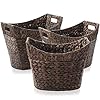   Casafield-Set-of-3-Stackable-Oval-Laundry-Baskets-with-Handles-Espresso-Woven-Water-Hyacinth-Storage-Totes-for-Throw-Blankets-Bathroom-Bedroom-Living-Room