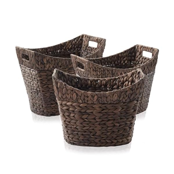   Casafield-Set-of-3-Stackable-Oval-Laundry-Baskets-with-Handles-Espresso-Woven-Water-Hyacinth-Storage-Totes-for-Throw-Blankets-Bathroom-Bedroom-Living-Room
