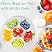12 Pack Plastic Appetizer Trays with Lids,6 Compartment Serving Platters Tray with 100 Pcs Forks,Disposable 10 Inch Clear Round Fruit Storage Container for Snack,Food,Vegetable,Party Buffet Favors