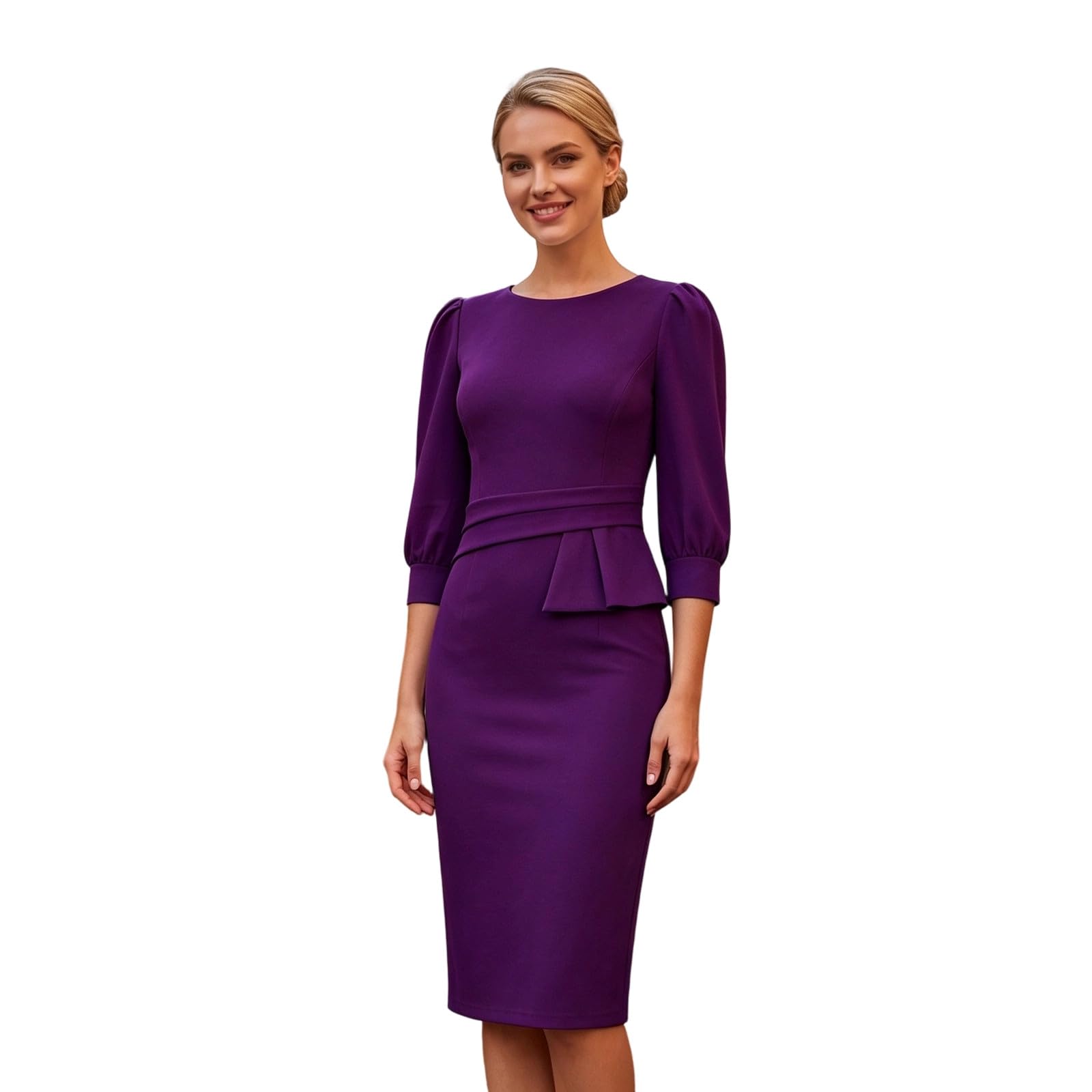 Generisch Robe élégante de couleur unie avec col pour un usage quotidien africain décontracté en tricot confortable