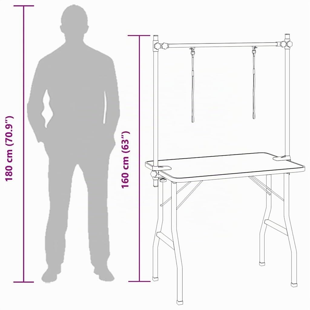 vidaXL Mesa Ajustable de Higiene de Mascotas 2 Lazos Camilla para Lavar Perros