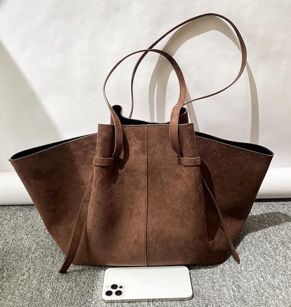 Bolso Tote de gamuza sintética vintage para mujer miniatura 3