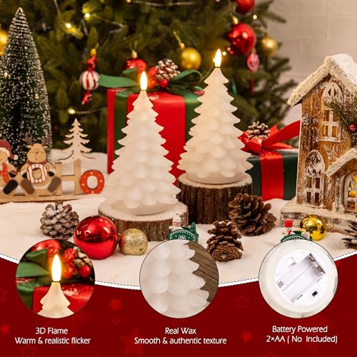 Image of Christmas Tree Candles with Remote, White Flameless Candle Battery Operated