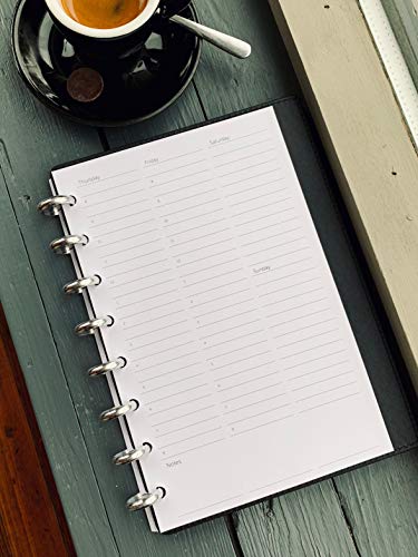 Eleven Discs Discbound Paper, Junior Size Undated Weekly Agenda Sheets - Premium 120Gsm Heavyweight Notebook & Planner Refills - 8 Discs, 5.5 X 8.5 In - Punched For Circa, Arc, Tul (52 Sheets) #TOP4