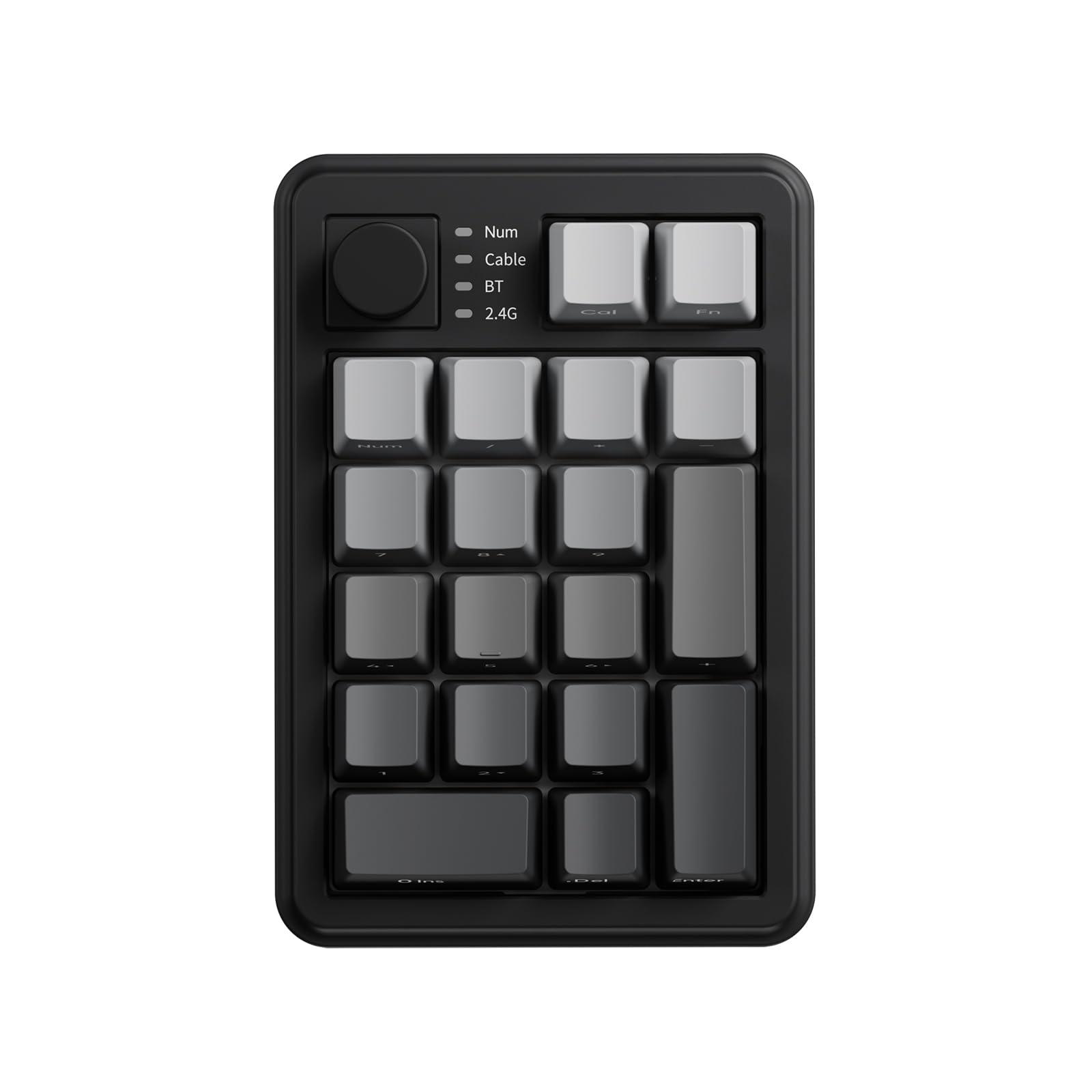 Gasket Mechanical Numpad Wireless 2.4G / Bluetooth 5.0 / Wired USB-C Programmable Macro Keypad RGB Backlit Hot Swappable Number Pad Numeric Keyboard Volume Knob PBT Keycaps, Dusty Black-image-3