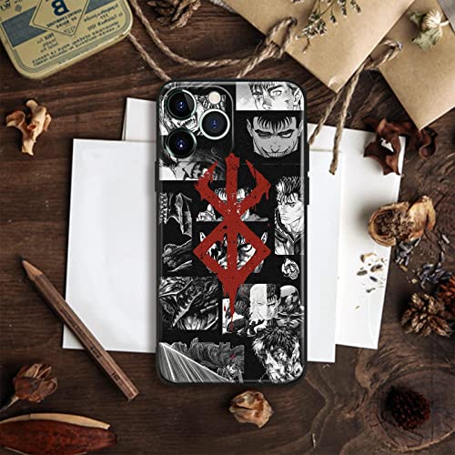 Japanese Anime Anti-Drop Shockproof Shell Cover Manga Design Pattern Non-Slip Cell Phone Protective Cases (Berserk Emblem Guts Collage,For Iphone 12 Pro Max) #TOP6
