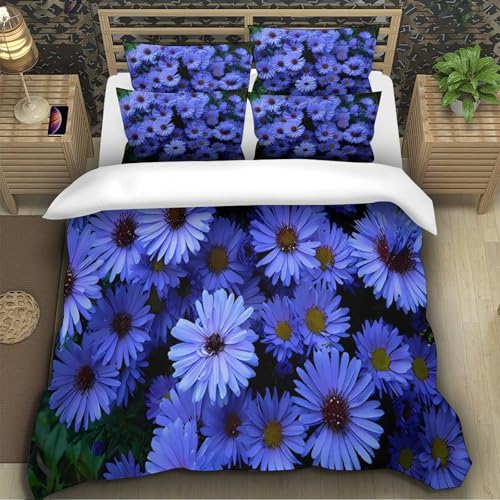 Housse de couette fleurie aquarelle violette en microfibre double 200x200