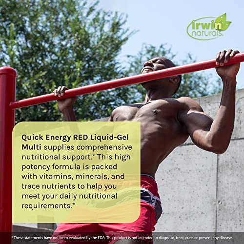 Irwin Naturals Quick Energy Red Liquid-Gel Multi With Nitric Oxide Booster - 72 Liquid Softgels - With Nitric Oxide Booster, Turmeric, Brown Kelp, Maca & Beet Root #TOP2
