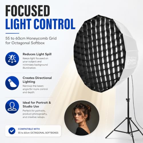 Image of Octagon Honeycomb Soft Grid, Flash Speedlight Umbrella Photo Softbox Reflector, for Softbox Studio Flash Lighting kit (55 to 60cm Grid)