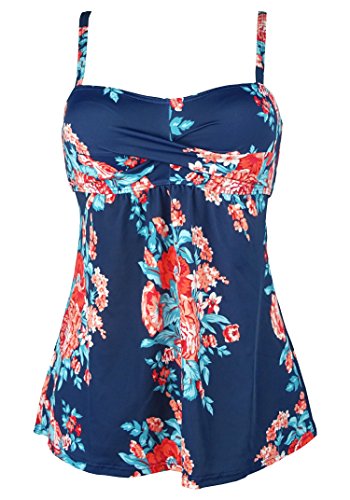 COCOSHIP Navy Blue & Red Pink Antigua Floral Vintage Ruched Twist Swim Top Retro Modest Skirted Tankinis Cover Up 18(FBA) COCOSHIP Navy Blue & Red Pink Antigua Floral Vintage Ruched Twist Swim Top Retro Modest Skirted Tankinis Cover Up 18(FBA)