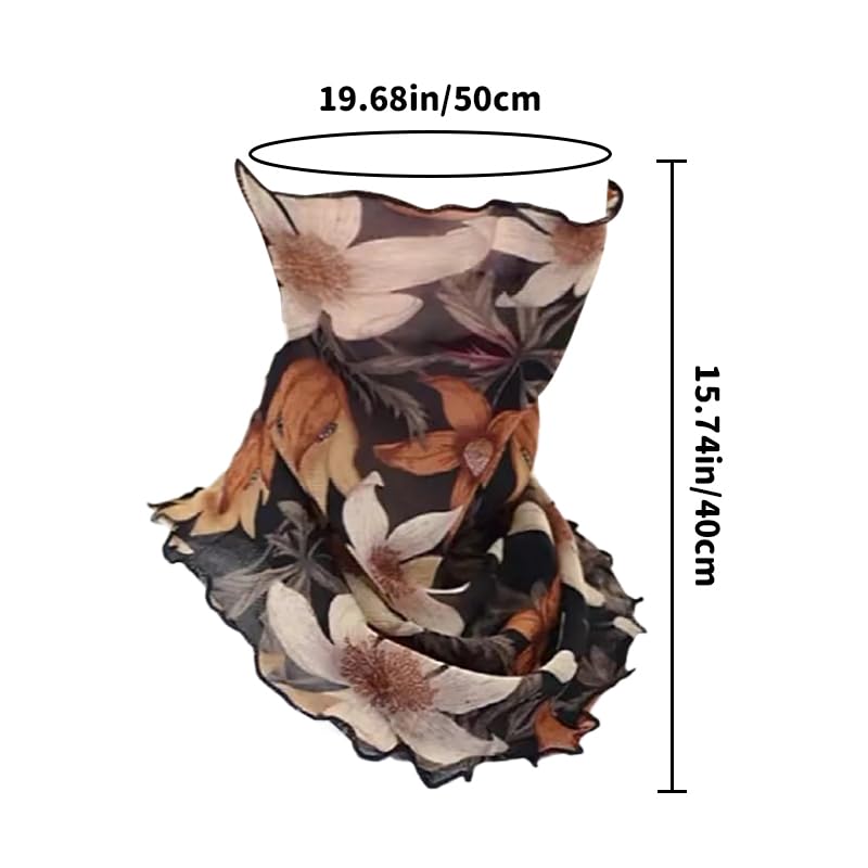 Elegant Floral Print Neck Gaiter for Women - Lightweight Breathable Mesh, Sun-Protective with Decorative Ear Loops2
