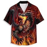 Dragon Mens Funny Hawaiian Shirts 3D Graphic Button Down Short Sleeve Tropical Holiday Beach Aloha Shirt