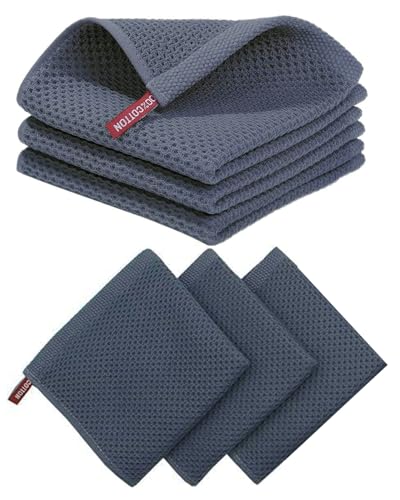 HomeHelpers 6 Pcs Kitchen Cleaning Cloths, Highly Absorbent Soft Dish Cloths, Quick Drying Dish Towels Kitchen Accessories for Washing Up, Kitchens Essentials for New Home, 30 x 30 cm, Dark Grey