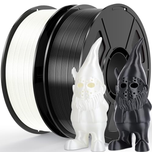 Image of Black White Silk PLA Filament Bundle | 2-Pack(1KG per Spool, Total 2KG), 1.75mm 3D Printer Filament Bundle, Dimensional Accuracy + /- 0.03 mm, Fit FDM 3D Printers & 3D Pens