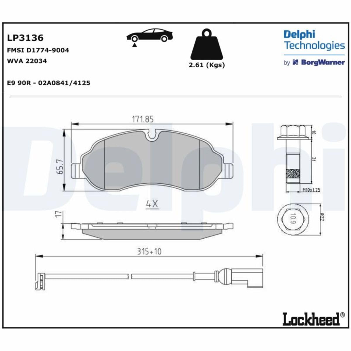Delphi Fren Balatası Ön Fişli Ford Transit 2.0/2.2 13 LP3136