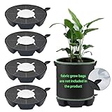OTraki 4-Pack Self Watering Fabric Pot Base, Auto Watering System for 5 Gallon Fabric Pots, Plastic Plant Saucer Stand with Watering Lip Outdoor Garden Watering Base Plant Water Tray
