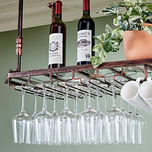 Soporte para botellas de vino colgante bronce con portavasos miniatura 4