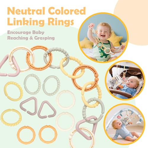 Image of Joyreal Spiral Car Seat Toys with Jungle Soft Book, Plush Rattles and Linking Rings, Stroller & Travel Toy for Newborns and Infants 0-12 Months Girls Boys