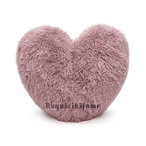 Image of Teddy Bear Cuddly Fleece Super Soft Heart Shape Fluffy Filled Cushion Warm & Cosy Home Decoration Gift For Loved One Valentine Day Heart Cushion Blush Pink 38cm x 38cm Approximate