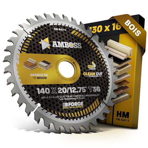 AMBOSS lame scie circulaire 140x20mm (bois) - lame de scie 140 avec 36 dents - lame scie circulaire Ø 140mm - compatible Black & Decker DN 227 H. KS 40. KS 227. KS 840....