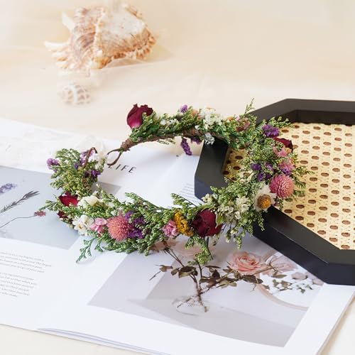 DXXD diadema floral seca para boda y festival miniatura 4