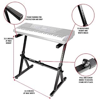 Support de clavier RockJam robuste en Z pour pianos numériques et claviers électroniques – Noir & Banc de clavier Premium RockJam rembourré réglable ou tabouret de piano numérique - Les Beatles, Paul McCartney, John Lennon, RIngo Starr, George Harrison Support de clavier RockJam robuste en Z pour pianos numériques et claviers électroniques - Noir & Banc de clavier Premium RockJam rembourré réglable ou tabouret de piano numérique – Image 3