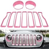 Bonbo Mesh Grille Grill Insert & Headlight Turn Light Cover Trim Exterior Accessories for Jeep...