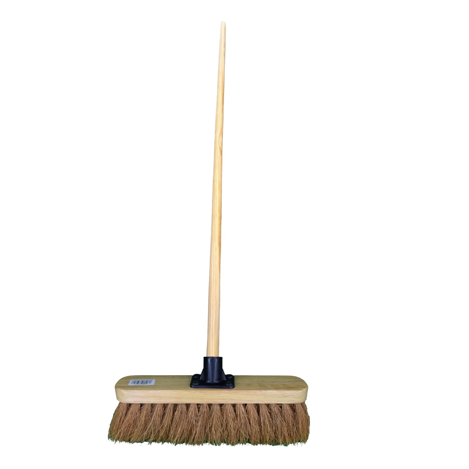 HOMESHOPA 12 Inch Soft Coco Varnish Indoor Outdoor Sweeping Broom Head with Handle, Heavy Duty Cleaning Brush for Any Surface Wooden Floor Decking and Paving Slabs